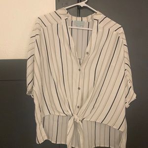 Trendy striped button down blouse